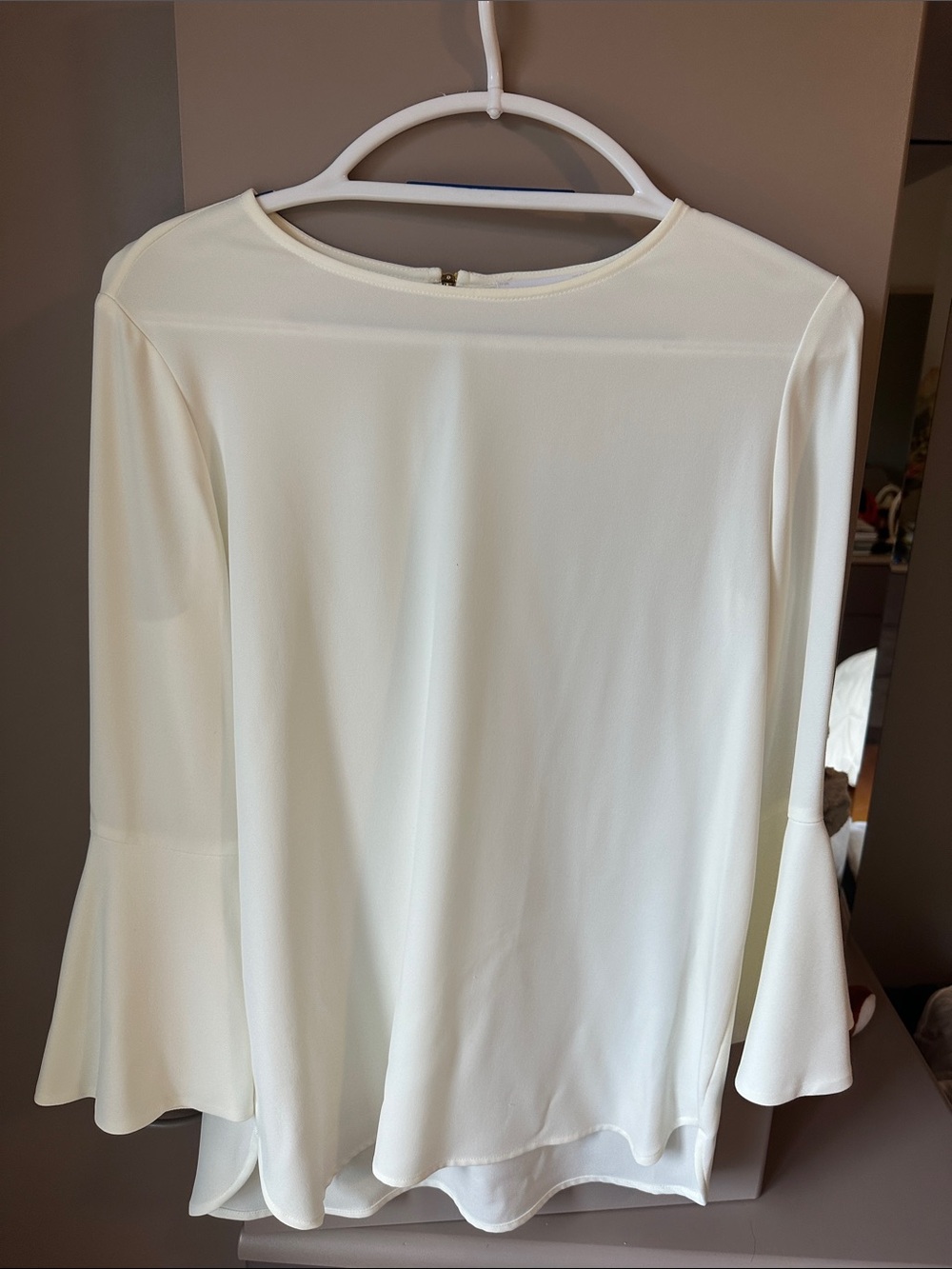 Calvin Klein Cream Bell-Sleeve Blouse